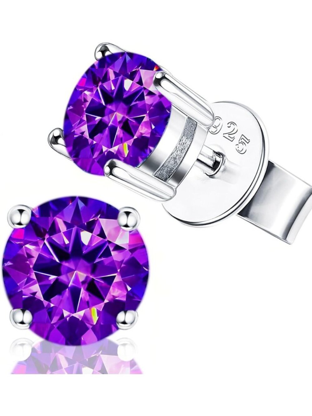 2ct Moissanite Stud Earrings, D Color VVS1 Clarity, Sterling Silver, Unisex